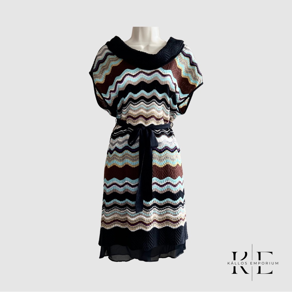 Missoni Chevron Herringbone Cowl Neck Brown KNit Sweater/Top/Dress